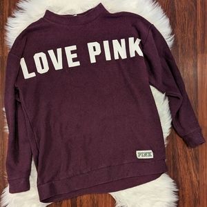 PINK Victoria's Secret Maroon Terry Cloth Pull Over Sweatshirt